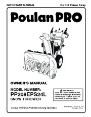 Poulan Pro PP208EPS24L 440578 Snow Blower Owners Manual page 1