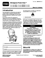 Toro 38581, 38582 Toro Power Clear Snowthrower Manuel des Propriétaires, 2008 page 1