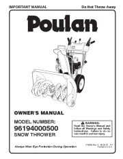 Poulan Owners Manual, 2007 page 1