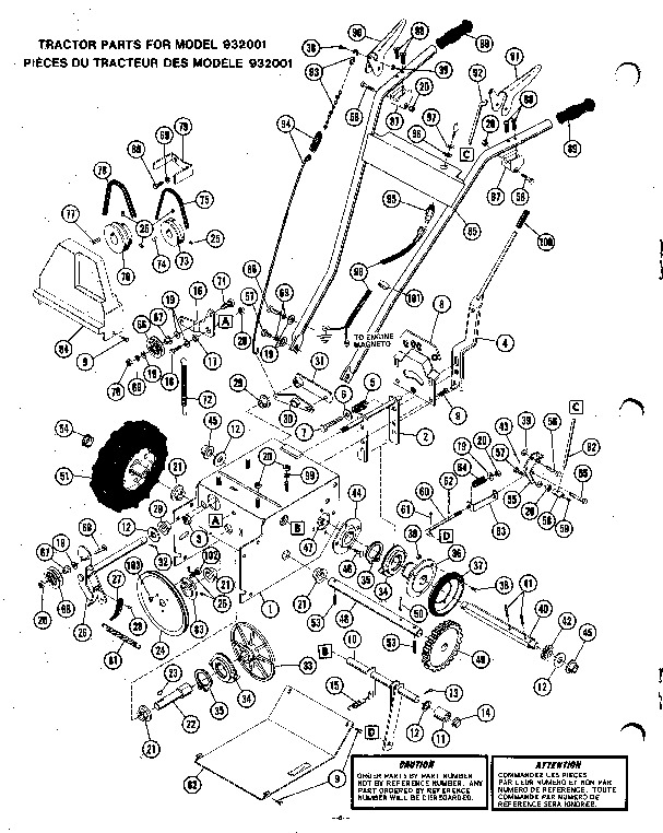 Ariens Sno Thro 932001 000101 Up Snow Blower Parts Manual