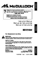 McCulloch MC4218AV 966625301 Chainsaw Owners Manual page 1