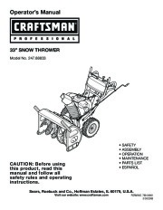 Craftsman 247.88833 Craftsman 33-Inch Snow Thrower Owners Manual page 1