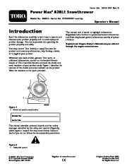 Toro Power Max 828LE 38635 Snow Blower Owners and Service Manual 2007 page 1