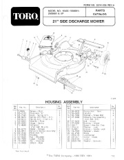Toro 16400, 16401, 16402 Toro Lawnmower Parts Catalog, 1991 page 1