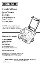 Craftsman 536.881510 Craftsman 525 Series 22-Inch Snow Thrower Owners Manual page 1