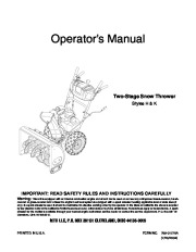 MTD 769-01276A H K Style Snow Blower Owners Manual page 1