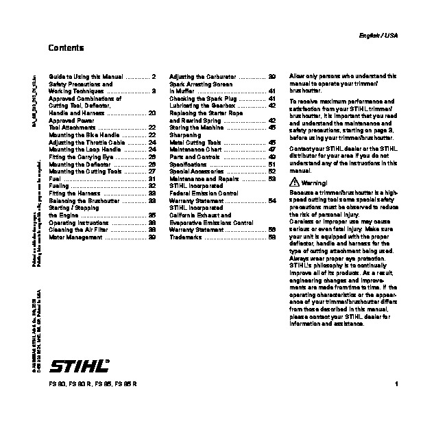 Stihl fs 80 parts manual