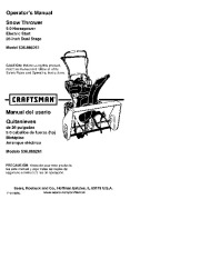 Craftsman 536.886261 26-Inch Snow Blower Owners Manual page 1