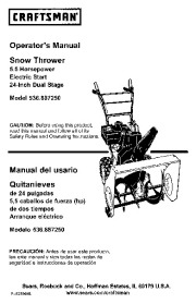 Craftsman 536.887250 Craftsman 24-Inch Snow Thrower Owners Manual page 1