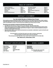 Craftsman 247.88045 Craftsman 45-Inch Snow Thrower Owners Manual page 2