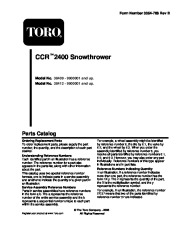 Toro 9900001 - 9999999 Toro CCR 3000 Snowthrower Parts Catalog, 1999 page 1