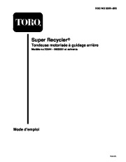 Toro 20044 Super Recycler Mower, SR-21OS Manuel des Propriétaires, 1999 page 1