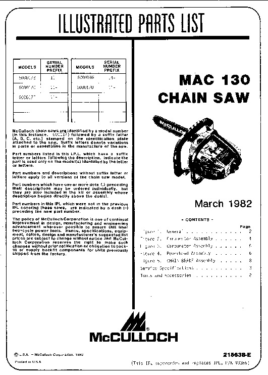 Mcculloch mac 797 manual instructions