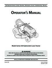 MTD 610 Hydrostatic Tractor Lawn Mower Owners Manual page 1