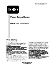 Toro 51586 Power Sweep Blower Parts Catalog, 2004 page 1