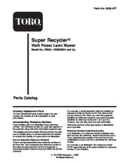 Toro 20033 21-Inch Super Recycler Lawn Mower Parts Catalog page 1