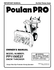 Poulan Pro PP1150E27 436842 Snow Blower Owners Manual page 1