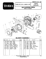 Toro 51575 850 Super Blower Parts Catalog, 1993 page 1