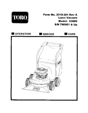 Toro 53080 Lawn Vacuum, 9 cu. ft. Manual, 1997-1998 page 1