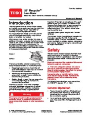 Toro 20031 Toro 22-inch Recycler Lawnmower Owners Manual, 2004 page 1