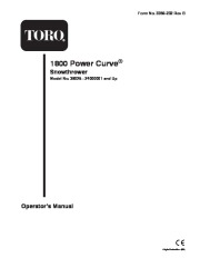 Toro 38026 1800 Power Curve Snowblower Manual, 2004-2005 page 1