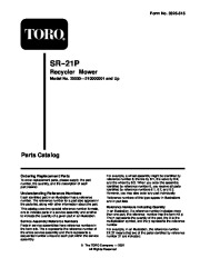 Toro 20030 20043 20045 21-Inch Recycler Lawn Mower Parts Catalog page 1