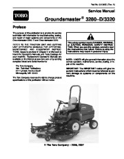 Toro 05138SL Rev A Service Manual Groundsmaster 3280 D 3320 Preface Publication page 1