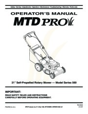 MTD Pro 560 Series 21 Inch Rotary Lawn Mower Owners Manual page 1