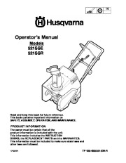 Husqvarna 521SSE 521SSR Snow Blower Owners Manual, 2006,2007,2008 page 1