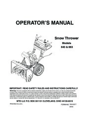 MTD 643 663 Snow Blower Owners Manual page 1