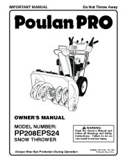 Poulan Pro Owners Manual, 2009 page 1