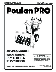 Poulan Pro Owners Manual, 2002 page 1