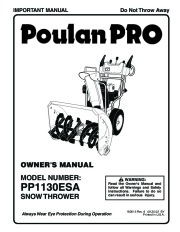 Poulan Pro PP1130ESA 183615 Snow Blower Owners Manual page 1