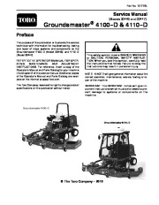 Toro 10177SL Service Manual Models 30449 30447 Groundsmaster 4100 4110 D D Preface page 1