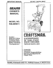 Craftsman 536.886811 Craftsman 26-Inch Snow Thrower Owners Manual page 1