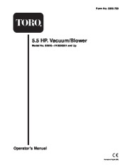 Toro 62925 5.5 hp Lawn Vacuum Owners Manual, 2001 page 1