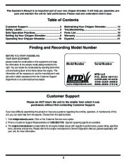 MTD 450 460 Series Vacuum Chipper Shredder Owners Manual page 2