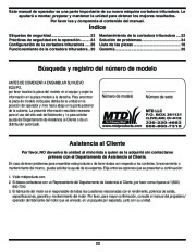 MTD 450 460 Series Vacuum Chipper Shredder Owners Manual page 22