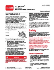 Toro 20051 Toro 22-inch Recycler Lawnmower Owners Manual, 2004 page 1