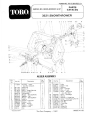 Toro 38035 3521 Snowthrower Parts Catalog, 1988 page 1