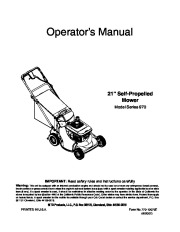 MTD 970 Series 21 Inch Self Propelled Rotary Lawn Mower Owners Manual page 1