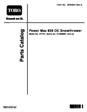 Toro 37772 Power Max 826 OE Snowthrower Parts Catalog, 2014 page 1