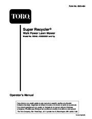 Toro 20046 21-Inch Super Recycler SR 21OS Lawn Mower Owners Manual, 2001 page 1