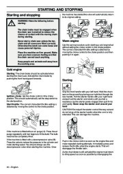 Husqvarna 346XP 346XPG 353 353G E-Tech TrioBrake Chainsaw Owners Manual, 2001,2002,2003,2004,2005,2006,2007,2008,2009,2010 page 20