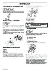 Husqvarna 346XP 346XPG 353 353G E-Tech TrioBrake Chainsaw Owners Manual, 2001,2002,2003,2004,2005,2006,2007,2008,2009,2010 page 36