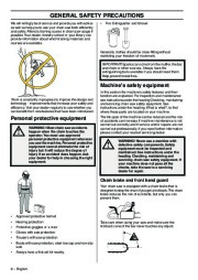 Husqvarna 346XP 346XPG 353 353G E-Tech TrioBrake Chainsaw Owners Manual, 2001,2002,2003,2004,2005,2006,2007,2008,2009,2010 page 8