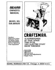 Craftsman 536.885020 Craftsman Track-Plus 32-Inch Snow Thrower Owners Manual page 1