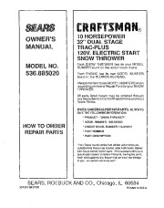 Craftsman 536.885020 Craftsman Track-Plus 32-Inch Snow Thrower Owners Manual page 44