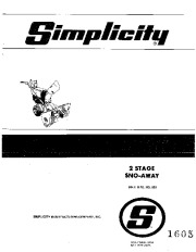 Simplicity 656 6 HP Two Stage Snow Blower Owners Manual page 1