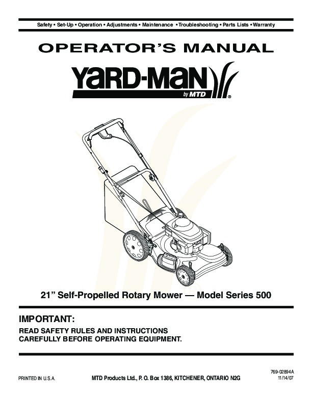 Mtd Yard Machine Manual 3491